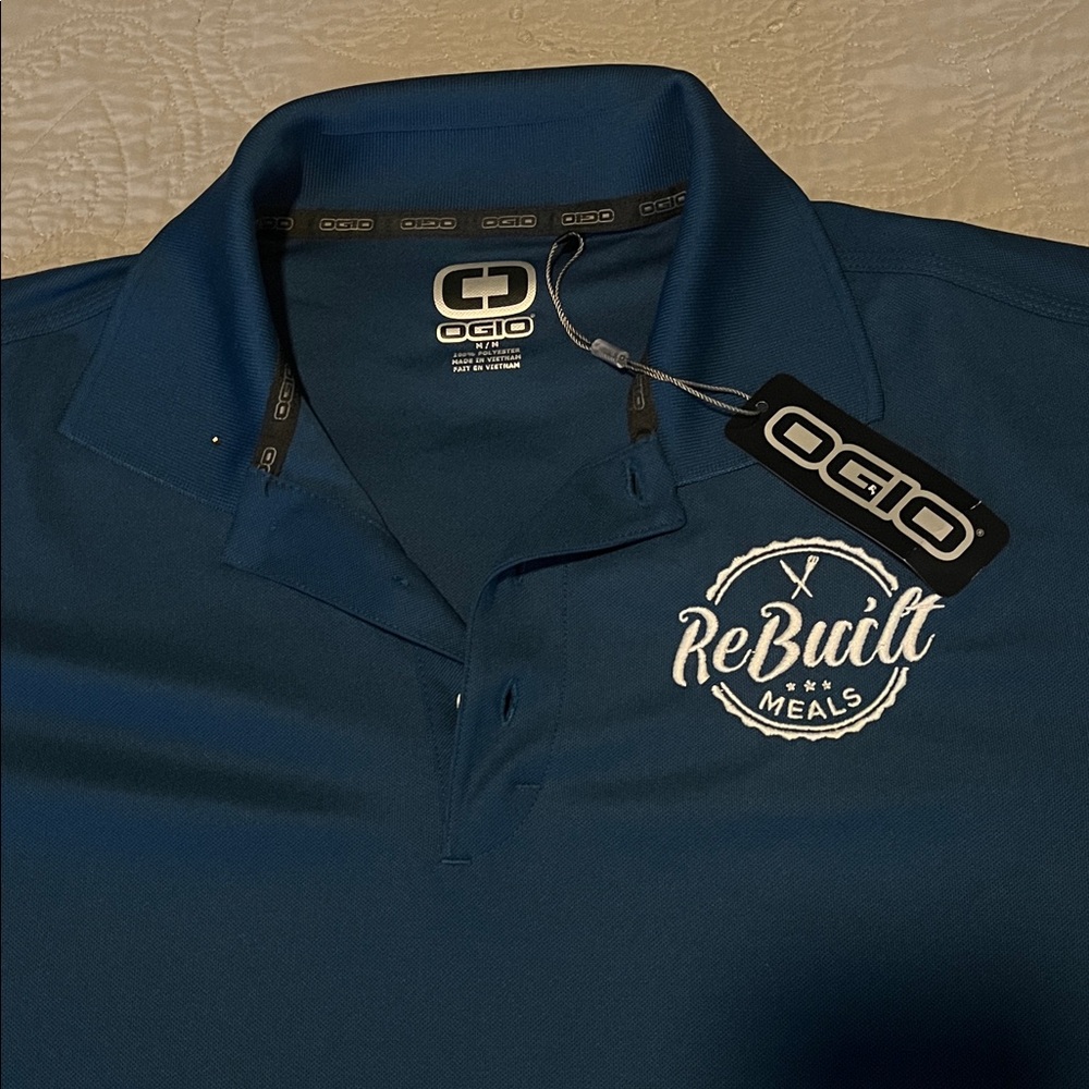 New OGIO Blue Performance Polo Shirt Size Medium Embroidered